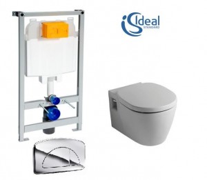 Poza Pachet Ideal Standard compus din WC Connect cu capac Soft Close si cadru wc cu clapeta  E803501+E712701+T8830AA