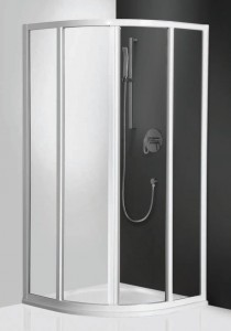 Poza Cabina de dus semirotunda 90 cm cu doua usi culisante seria Roltechnik model CR2/900 profil silver sticla transparenta