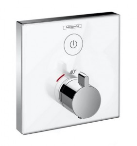 poza Baterie cu termostat incastrata Hansgrohe gama ShowerSelect, 1 functie, sticla alb-crom